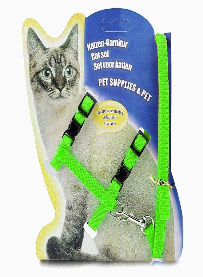 Western Era Nylon Soft Adjustable Harness with Leash Rope Set for Cat (Green) - Image 1